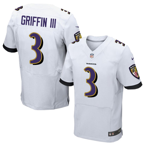 Personalized Men Baltimore Ravens #3 Robert Griffin III Elite White Jersey