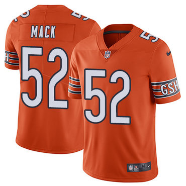 Personalized Bears #52 Khalil Mack Orange Men’s Stitched NFL Limited Rush Jersey