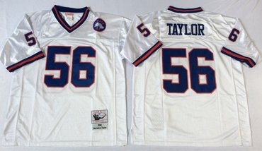 Personalized Mitchell&Ness giants #56 Lawrence Taylor white Throwback Stitched NFL Jerseys