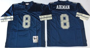 Personalized Mitchell&Ness cowboys #8 Throwback Stitched NFL Jerseys