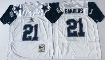 Personalized Mitchell&Ness cowboys #21 Deion Sanders Throwback Stitched NFL Jersey