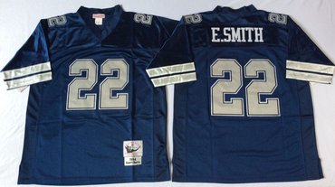 Personalized Mitchell&Ness cowboys #22 Emmitt Smith blue Throwback Stitched NFL Jerseys
