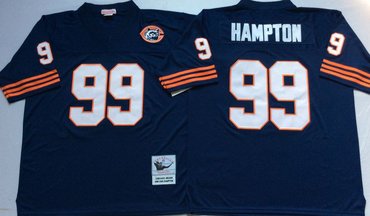Personalized Mitchell&Ness Bears #99 Lamarr Houston blue Throwback Stitched NFL Jerseys