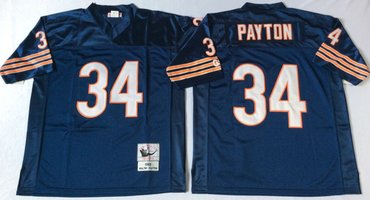 Personalized Mitchell&Ness Bears #34 Walter Payton Blue Small No. Throwback Stitched NFL Jersey