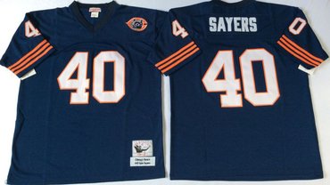 Personalized Mitchell&Ness Bears #40 Gale Sayers Navy Blue Throwback Men’s Stitched NFL Jerseys