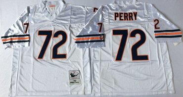 Personalized Mitchell&Ness Bears #72 William Perry White Small No. Throwback Stitched NFL Jersey