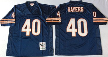 Personalized Mitchell&Ness Bears #40 Gale Sayers Navy Blue Throwback Men’s Small No. Throwback Stitched NFL Jerseys