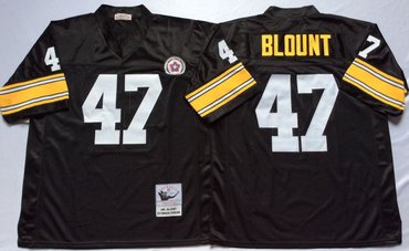 Personalized Mitchell And Ness Steelers #47 Mel Blount Black Throwback Stitched NFL Jersey