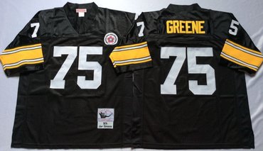 Personalized Mitchell And Ness Steelers #75 Joe Greene Black Throwback Stitched NFL Jersey