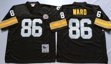Personalized Mitchell And Ness Steelers #86 Hines Ward Black Throwback Stitched NFL Jersey