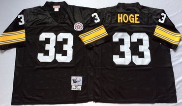 Personalized Mitchell And Ness Steelers #33 Merril Hoge Black Throwback Stitched NFL Jersey