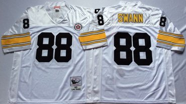 Personalized Mitchell And Ness Steelers #88 Lynn Swann white Throwback Stitched NFL Jersey