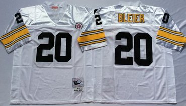 Personalized Mitchell And Ness Steelers #20 Rocky Bleier white Throwback Stitched NFL Jersey