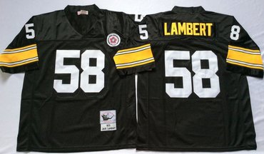 Personalized Mitchell And Ness Steelers #58 Jack Lambert Black Throwback Stitched NFL Jersey