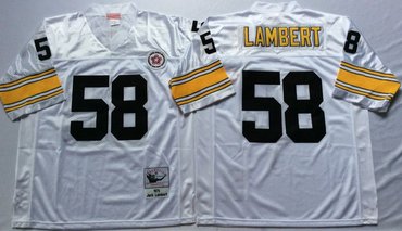 Personalized Mitchell And Ness Steelers #58 Jack Lambert white Throwback Stitched NFL Jersey