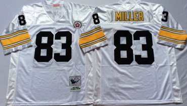 Personalized Mitchell And Ness Steelers #83 Heath Miller white Throwback Stitched NFL Jersey