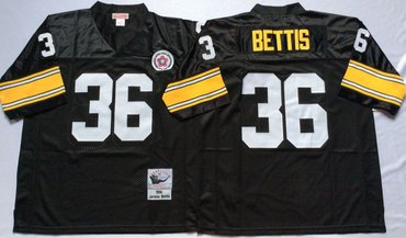 Personalized Mitchell And Ness Steelers #36 Jerome Bettis Black Throwback Stitched NFL Jersey