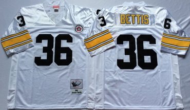 Personalized Mitchell And Ness Steelers #36 Jerome Bettis white Throwback Stitched NFL Jersey