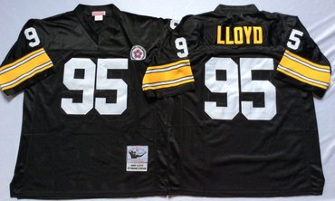Personalized Mitchell And Ness Steelers #95 95 Greg Lloyd Black Throwback Stitched NFL Jersey