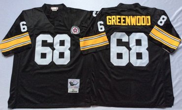 Personalized Mitchell And Ness Steelers #68 L.C. Greenwood Black Throwback Stitched NFL Jersey