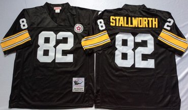 Personalized Mitchell And Ness Steelers #82 82 John Stallworth Black Throwback Stitched NFL Jersey