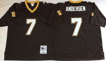 Personalized Mitchell And Ness Saints #7 ANDERSAN Black Throwback Stitched NFL Jersey