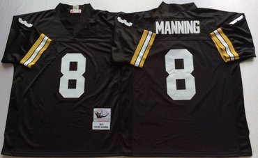 Personalized Mitchell And Ness Saints #8 Archie Manning Black Throwback Stitched NFL Jersey