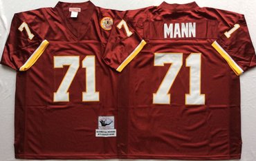 Personalized Mitchell And Ness Redskins #71 MANN Red Throwback Stitched NFL Jersey