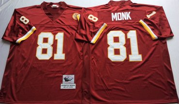 Personalized Mitchell And Ness Redskins #81 Art Monk Red Throwback Stitched NFL Jersey