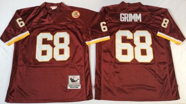 Personalized Mitchell And Ness Redskins #68 Russ Grimm Red Throwback Stitched NFL Jersey