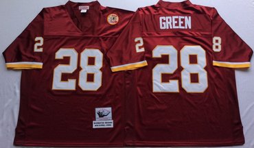 Personalized Mitchell And Ness Redskins #28 Darrell Green Red Throwback Stitched NFL Jersey