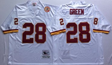 Personalized Mitchell And Ness Redskins #28 Darrell Green white Throwback Stitched NFL Jersey