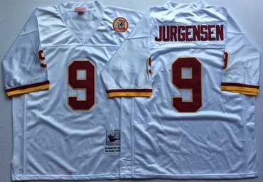 Personalized Mitchell And Ness Redskins #9 sonny jurgensen white Throwback Stitched NFL Jersey