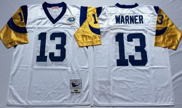 Personalized Mitchell And Ness Rams #13 kurt warner white Throwback Stitched NFL Jersey