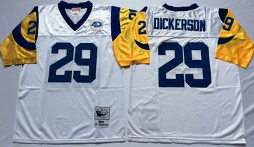 Personalized Mitchell And Ness Rams #29 Eric Dickerson white Throwback Stitched NFL Jersey