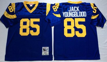 Personalized Mitchell And Ness Rams #85 Jack Youngblood Blue Throwback Stitched NFL Jersey