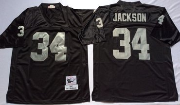 Personalized Mitchell And Ness Raiders #34 Bo Jackson balck Throwback Stitched NFL Jersey