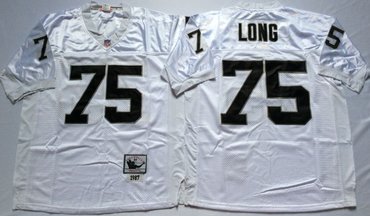Personalized Mitchell And Ness Raiders #75 Howie Long White Throwback Stitched NFL Jersey