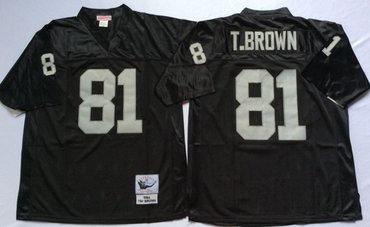 Personalized Mitchell And Ness Raiders #81 tim brown balck Throwback Stitched NFL Jersey