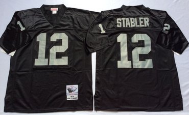 Personalized Mitchell And Ness Raiders #12 Ken Stabler balck Throwback Stitched NFL Jersey