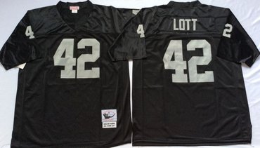 Personalized Mitchell And Ness Raiders #42 Ronnie Lott balck Throwback Stitched NFL Jersey