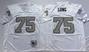 Personalized Mitchell And Ness Raiders #75 Howie Long White Throwback Stitched NFL Jerseys