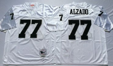 Personalized Mitchell And Ness Raiders #77 lyle alzado White Throwback Stitched NFL Jersey