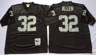 Personalized Mitchell And Ness Raiders #32 Marcus Allen balck Throwback Stitched NFL Jersey