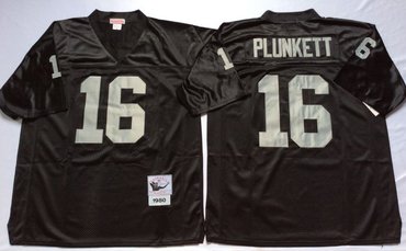Personalized Mitchell And Ness Raiders #16 16 Jim Plunkett balck Throwback Stitched NFL Jersey