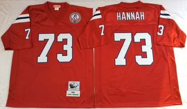 Personalized Mitchell And Ness patriots #73 john hannah red Men’s Throwback Stitched NFL Jersey