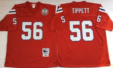 Personalized Mitchell And Ness patriots #56 andre tippett red Men’s Throwback Stitched NFL Jersey