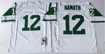 Personalized Mitchell And Ness jets #12 Joe Namath white Throwback Stitched NFL Jerseys