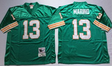 Personalized Mitchell And Ness Dolphins #13 dan marino green Throwback Stitched NFL Jersey