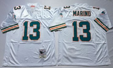 Personalized Mitchell And Ness Dolphins #13 dan marino white Throwback Stitched NFL Jersey